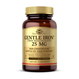 Solgar Gentle Iron 25 mg (iron bisglycinate) (90 veg caps)