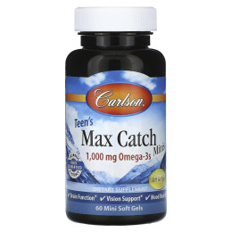 Рыбий жир для подростков Carlson Labs (Teen's Max Catch Minis) 1000 мг 60 гелевых капсул