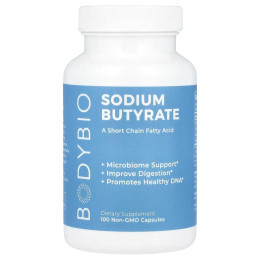 BodyBio, бутират натрію, 100 капсул без ГМО