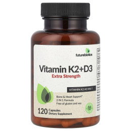 Futurebiotics, вітамін K2 і D3, посилена дія, 120 капсул