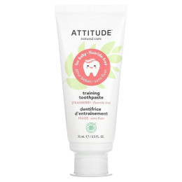 ATTITUDE, Baby, Training Toothpaste, Fluoride Free, Strawberry, 2.5 fl oz, (75 mL)