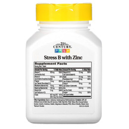 Вітаміни групи В та цинк від стресу Стрес B 21st Century (STRESS B with Zinc) 66 таблеток
