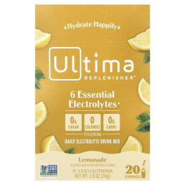 Порошок електролітів зі смаком лимонаду, Ultima Replenisher, 20 пакетиків, 0,12 унцій (3,5 г)