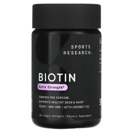 Біотин з кокосовим маслом Sports Research (Biotin with Coconut Oil) 5000 мкг 120 капсул