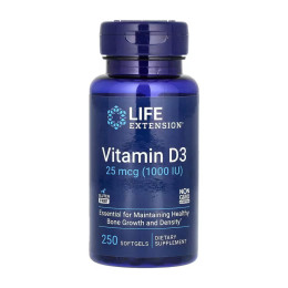 Vitamin D3 25 mcg (1000 IU) - 250 softgels Life Extension