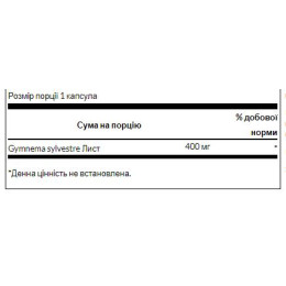 Full Spectrum Gymnema Sylvestre Leaf 400 mg - 100caps Swanson