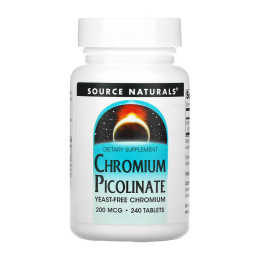 Chromium Picolinate 200 mcg, Yeast Free - 240 tabs Source Naturals