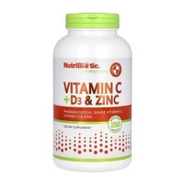 Vitamin C + D3 & Zinc - 250 caps Nutribiotic