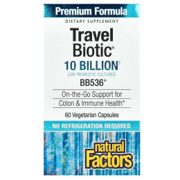 Пробіотик BB536 Natural Factors (TravelBiotic) 10 млрд 60 капсул