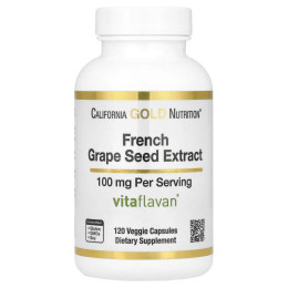 Французький екстракт виноградних кісточок California Gold Nutrition (French Grape Seed Extract) 100 мг 120 вегетаріанських капсул