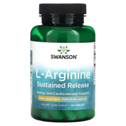 L-Аргінін, AjiPure L-Arginine Sustained-Release Tablet, Swanson, 1000 мг, 90 таблеток