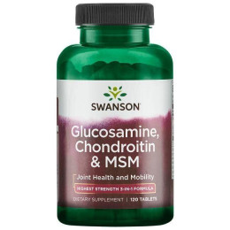 Глюкозамин, хондроитин и МСМ - высшая сила, Glucosamine, Chondroitin & MSM - Highest Strength, Swanson, 120 таблеток