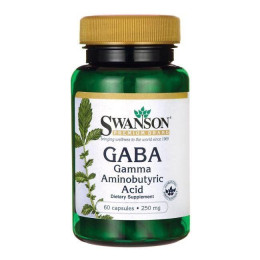 Гамма-аминомасляная кислота, GABA Gamma Aminobutyric Acid, Swanson, 250 мг, 60 капсул