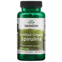 Спирулина, 100% Certified Organic Spirulina, Swanson, 500 мг, 180 таблеток