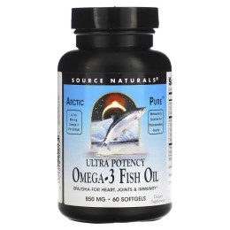 Арктичний риб'ячий жир з Омега-3, ArcticPure Omega-3 Fish Oil, Source Naturals, 850 мг, 60 желатинових капсул