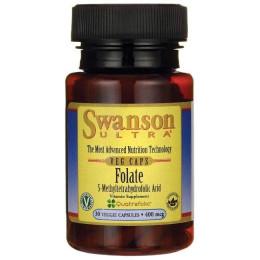 5-метил тетрагідрофолат, Folate (5-Methyltetrahydrofolic Acid), Swanson, 400 мкг, 30 капсул