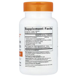 Куркумін з високою абсорбцією з кореня куркуми з комплексом C3, High Absorption Curcumin From Turmeric Root with C3 Complex & BioPerine, Doctor's Best, 500 мг, 120 капсул