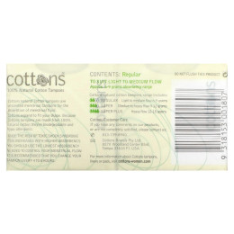 100% натуральні бавовняні тампони, звичайні, без запаху, 100% Natural Cotton Tampons, Regular, Unscented, Cottons Comforts, 16 тампонів
