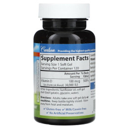 Вітамін Д3 Carlson Labs (Vitamin D) 4000 МО 120 гелевих капсул