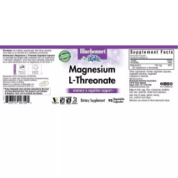 Магний треонат Bluebonnet Nutrition (Magnesium L-Threonate) 90 вегетарианских капсул