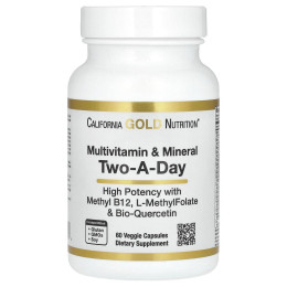 Ежедневные мультивитамины два раза в день California Gold Nutrition (Daily Two-Per-Day Multivitamins) 60 растительных капсул