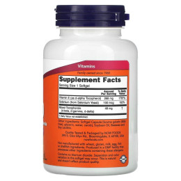 NOW Foods, E-400, D-альфа зі змішаними токоферолами, 268 мг (400 МО), 100 капсул