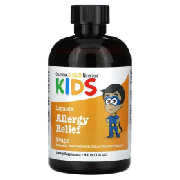 California Gold Nutrition, рідкий засіб від алергії для дітей, без спирту, виноград, 118 мл (4 рідк. унції)