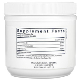 Vital Nutrients, Vital Brain Powder, Lemon, 6.3 oz (180 g)