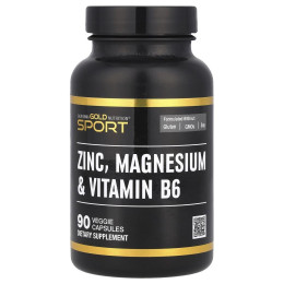 California Gold Nutrition, Sport, цинк, магній і вітамін B6, 90 вегетаріанських капсул