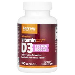 Вітамін D3, Jarrow Formulas, 5000 МО, 100 гелевих капсул