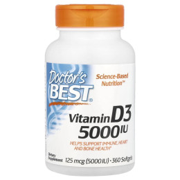 Вітамін D3 Doctor's Best (Vitamin D3) 5000 МО 360 капсул