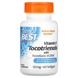 Вітамін Е та токотрієноли Doctor's Best (Tocotrienols with EVNol SupraBio) 50 мг 60 капсул