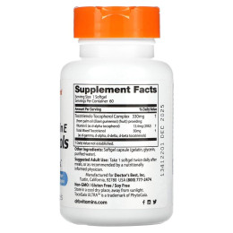 Вітамін Е та токотрієноли Doctor's Best (Tocotrienols with EVNol SupraBio) 50 мг 60 капсул