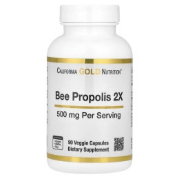 Прополіс 2X концентрований екстракт California Gold Nutrition (Bee Propolis 2X Concentrated Extract) 500 мг 90 вегетаріанських капсул