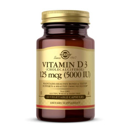 Vitamin D3 (Cholecalciferol) 125 mcg (5,000 IU) - 60 vcaps Solgar