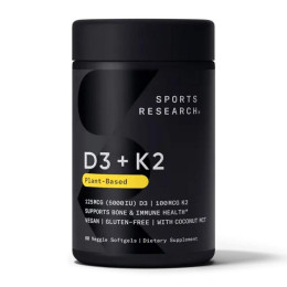 Vegan D3 5000iu + Vitamin K2 100mcg - 60 softgels Sport Research