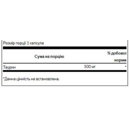 Taurine 500mg - 100caps Swanson