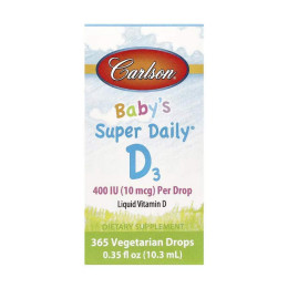 Super Daily D3 for Baby 400IU - 365 Veg drops 10.3 ml Carlson Laboratories