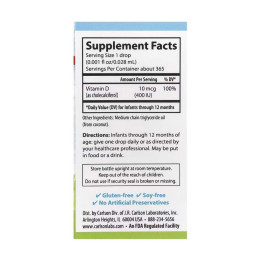 Super Daily D3 for Baby 400IU - 365 Veg drops 10.3 ml Carlson Laboratories