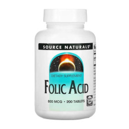 Folic Acid 800 mcg - 200 tabs Source Naturals