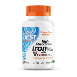 Doctor's BEST High Absorption Iron Chelated with Ferrochel (120 tabs)