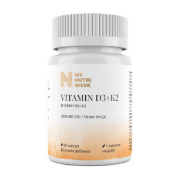My Nutri Week Vitamin D3+K2 1000 IU (50 mcg) (60 caps)
