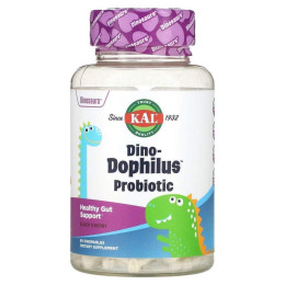 Пробиотики для детей KAL (Dino-Dophilus) 2 млрд КОЕ 60 жевательных конфет со вкусом черной вишни