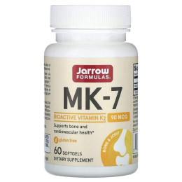 Витамин K2 в форме MK-7, MK-7, Jarrow Formulas, 90 мкг, 60 мягких капсул