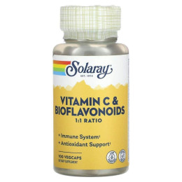Вітамін C з біофлавоноїдами Solaray (Vitamin C + Bioflavonoids) 1000 мг 100 капсул