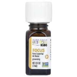 Aura Cacia, Kids, смесь чистых эфирных масел, Focus, 0,25 жидкой унции (7,4 мл)