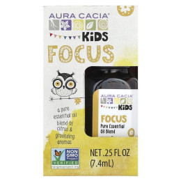 Aura Cacia, Kids, суміш чистих ефірних олій, Focus, 0,25 рідкої унції (7,4 мл)