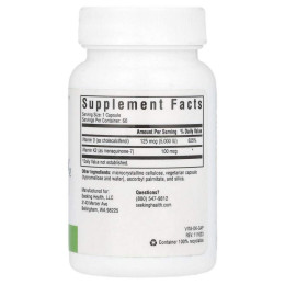 Seeking Health, Вітамін D3+K2, 60 вегетаріанських капсул