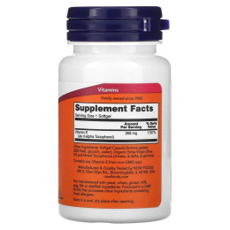 Вітамін Е зі змішаними токоферолами Now Foods (Vitamin E-400) 268 мг 400 МО 50 гелевих капсул