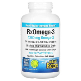 Омега-3 RX, Omega-3 RX, 630 мг, Natural Factors, 240 желатиновых капсул